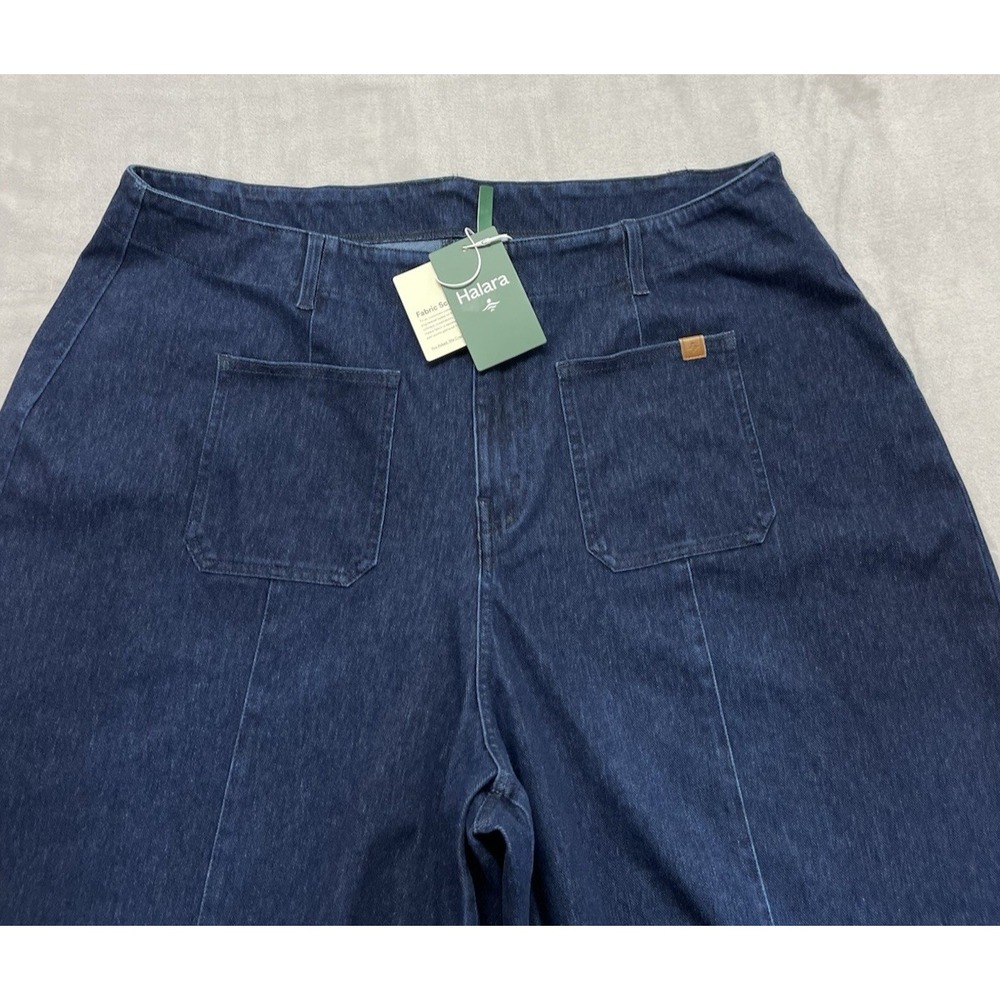 Halara Flex Denim Wide Leg Jeans Women XL Washed High Waisted Pockets Athleisure - Picture 12 of 13